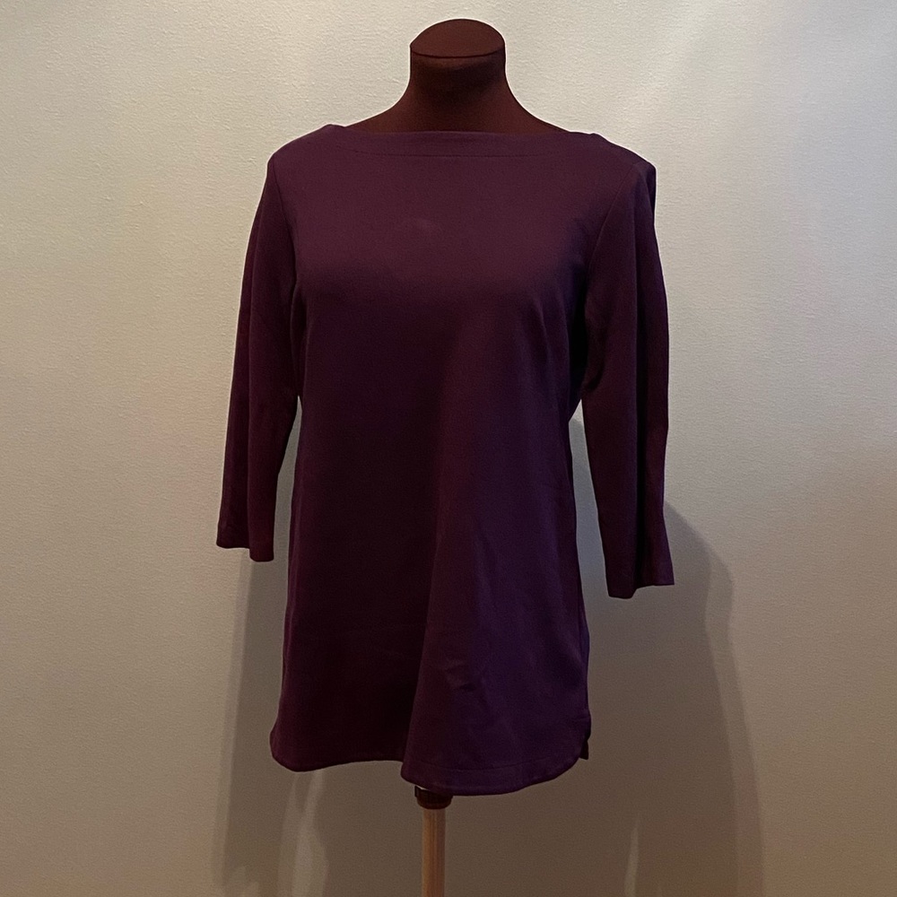 J.Jill pointe knit 3/4 top in eggplant EUC